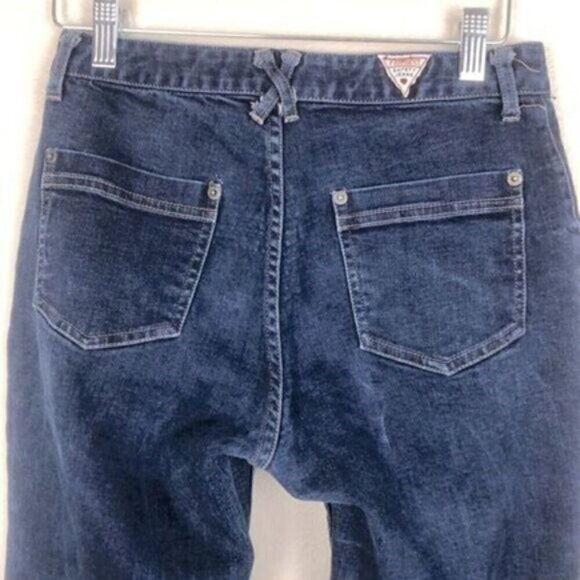 Fiorucci Flare Jeans Sailor Pockets Button Fly Bootcut Y2K VINTAGE Dark Denim 9S - Picture 5 of 13